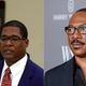 Bill Cosby arrives with his spokesman Andrew Wyatt at the Montgomery County Courthouse for sentencing in his sexual assault trial Sept. 24, 2018, in Norristown, Pa.; Eddie Murphy speaks onstage during WSJ. Magazine 2019 Innovator Awards on Nov. 6, 2019, in New York City.